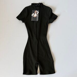 Olive Sculpting Short Sleeve Zip up Romper